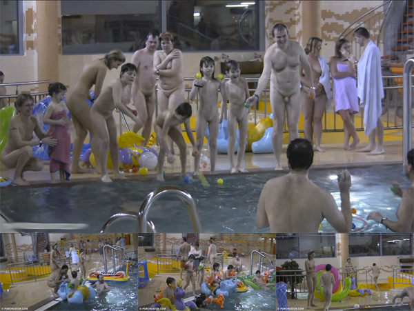 Video HD about families of nudists in the pool